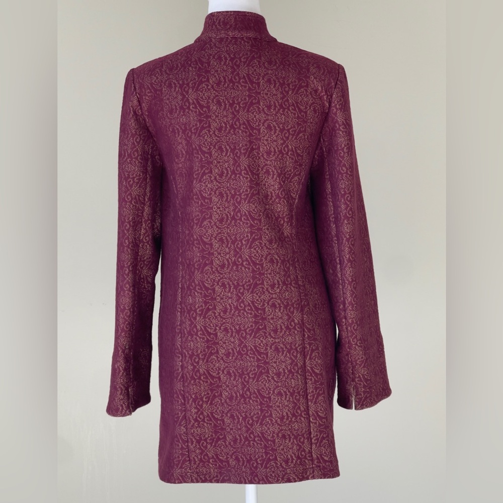 Chico’s Purple and Gold Long Sleeve Open Jacket with Front Pockets EUC Size M - Picture 5 of 8